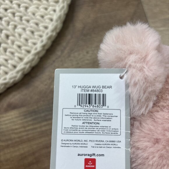 Aurora Pink Hugga Wug Bear Super Soft Plush Teddy Bear 13" NEW w TAG - Picture 6 of 6